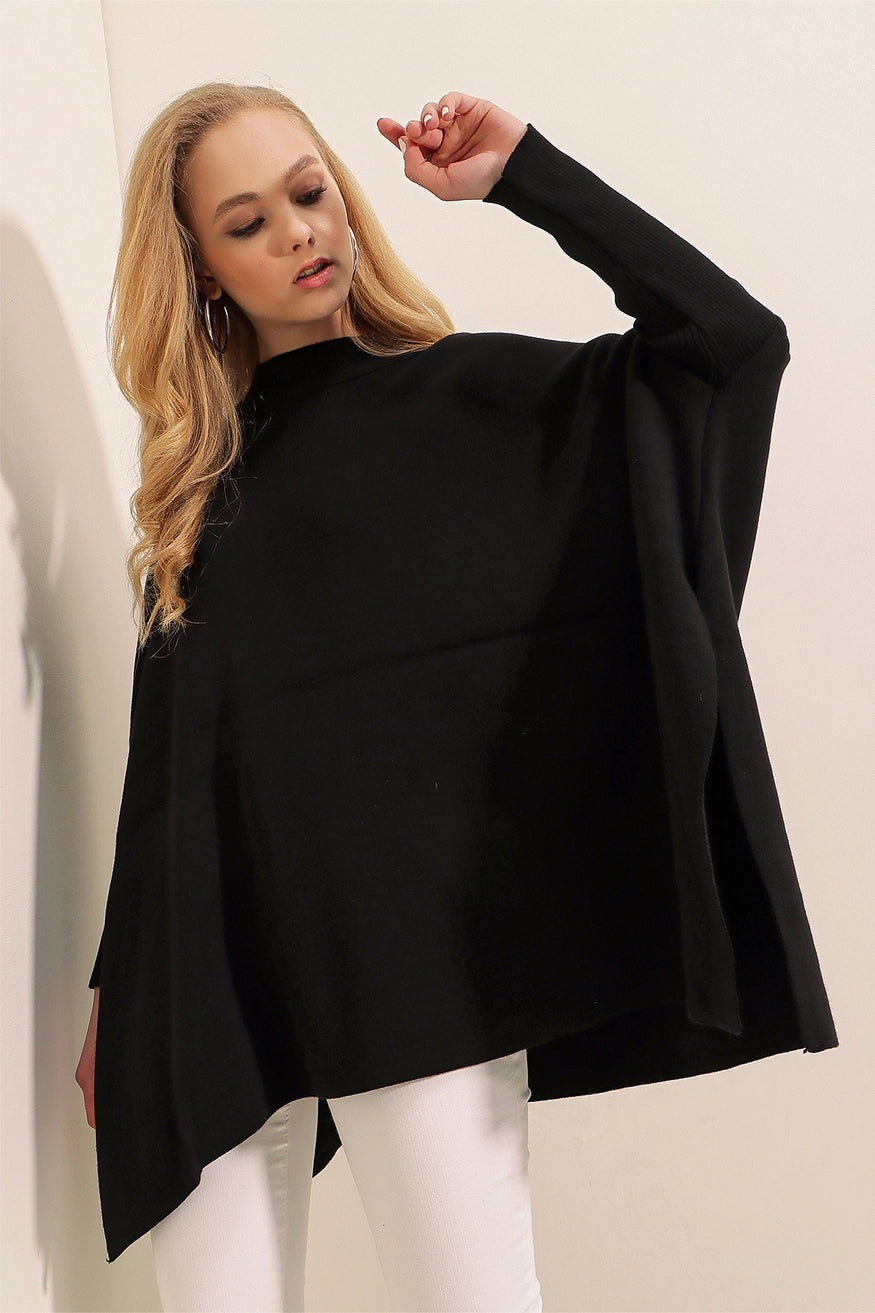 Mix&match V-neck poncho