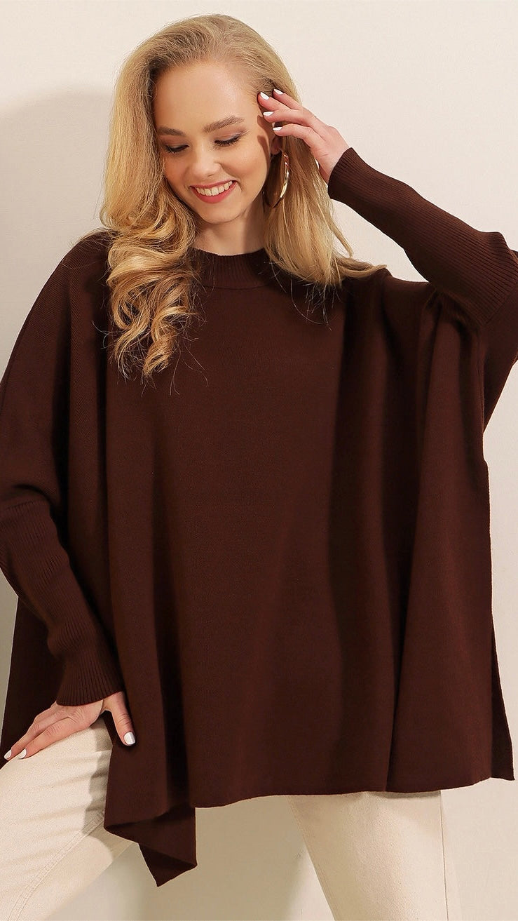 Mix&match V-neck poncho