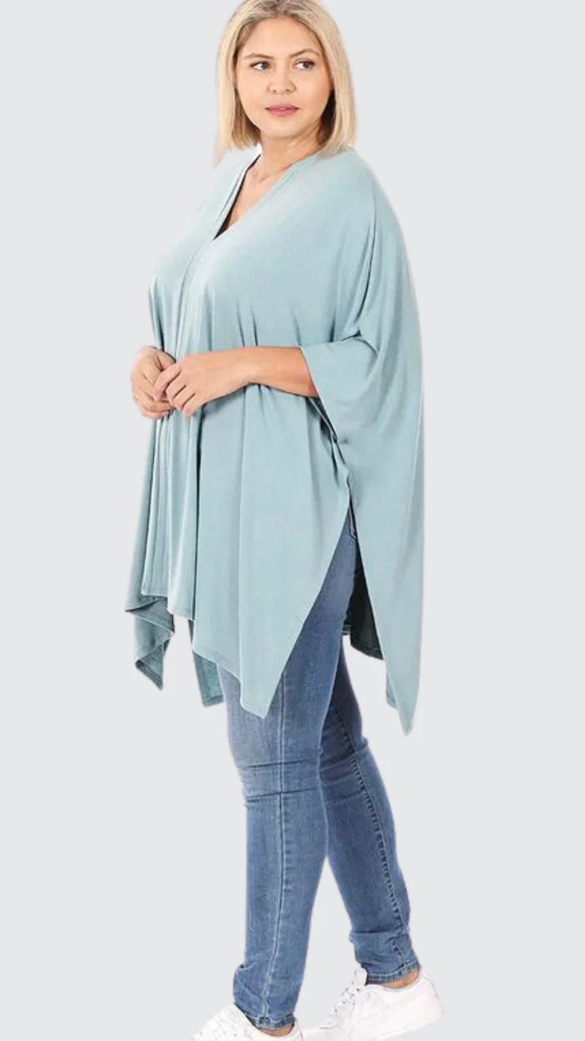 Mix&match V-neck poncho