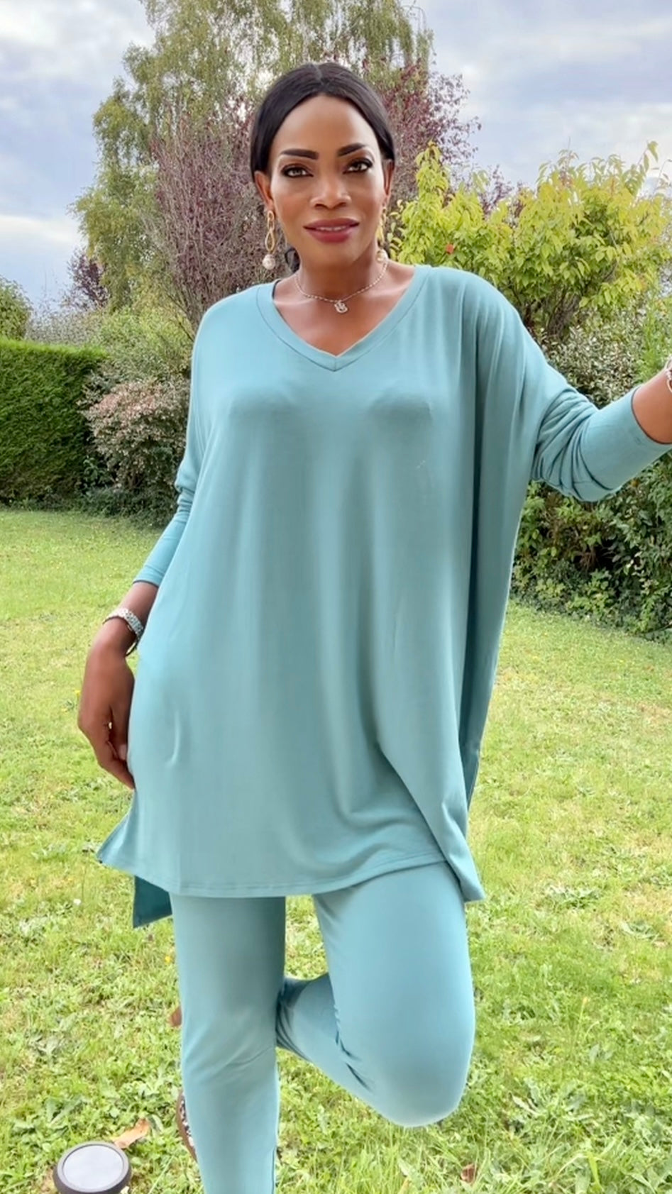 Ensemble oversize T-shirt legging Vert menthe