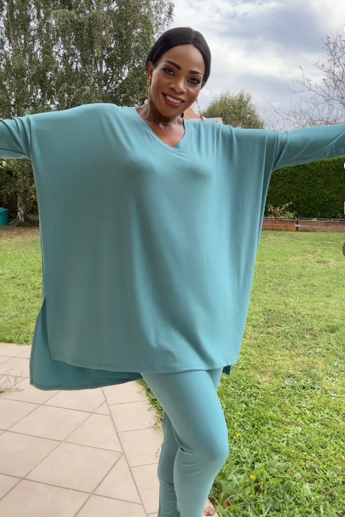 Ensemble oversize T-shirt legging Vert menthe