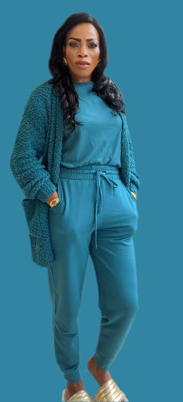 Ensemble Cardigan, t-shirt et jogging avec poches