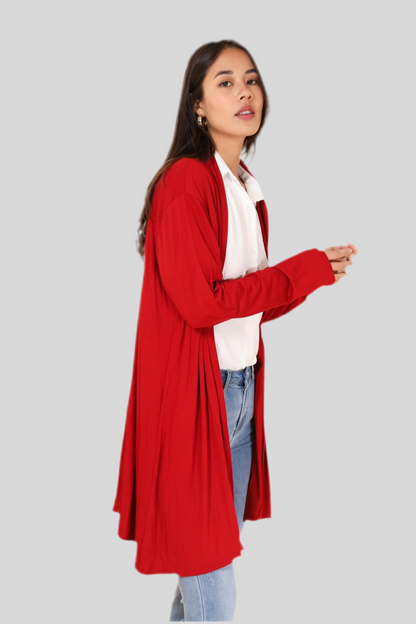Cardigan mi-long ouvert devant