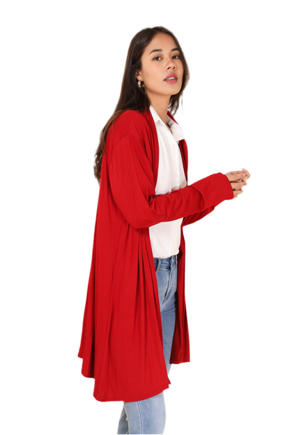 Cardigan mi-long ouvert devant