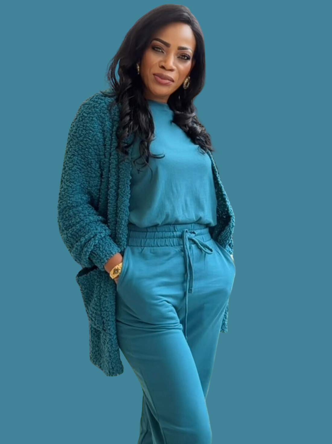 Ensemble Cardigan, t-shirt et jogging avec poches