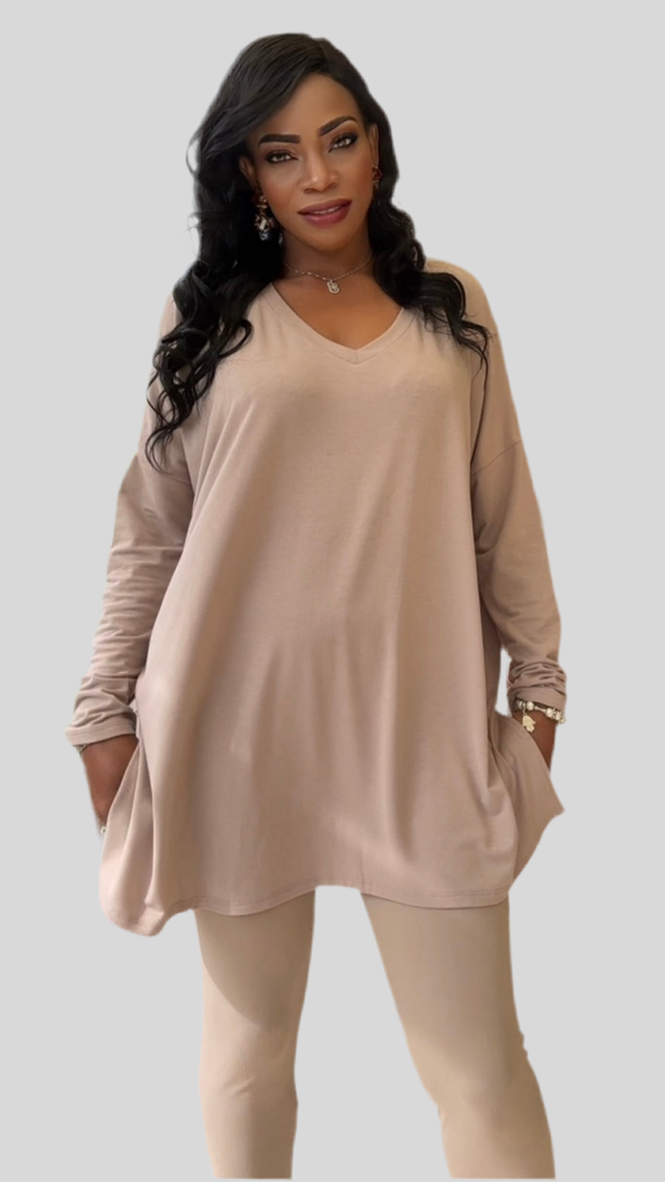 Ensemble oversize T-shirt legging taupe