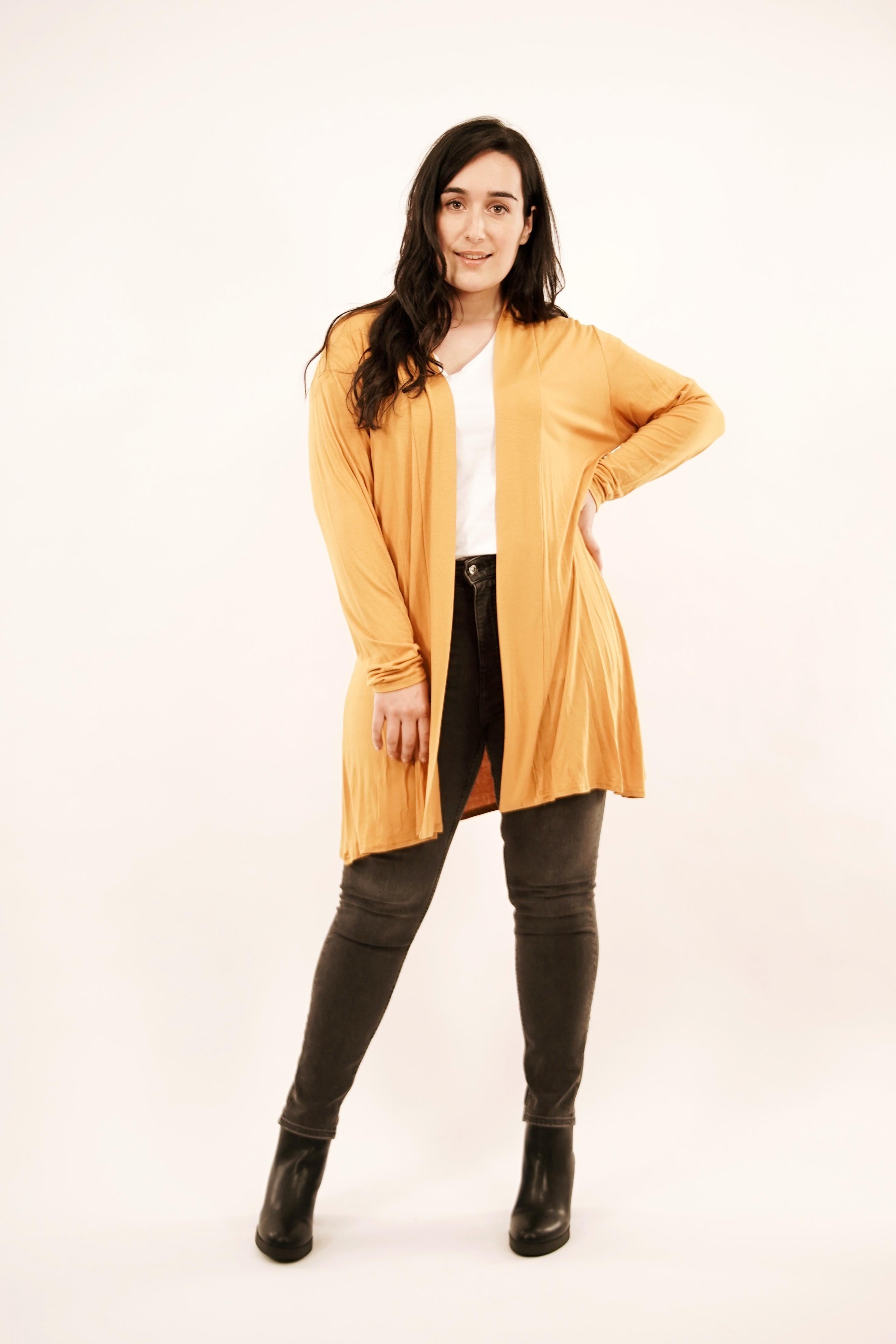 Cardigan mi-long ouvert devant