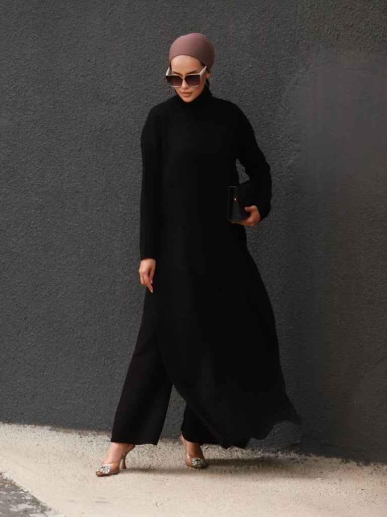 Ensemble robe en tricot à col roulé