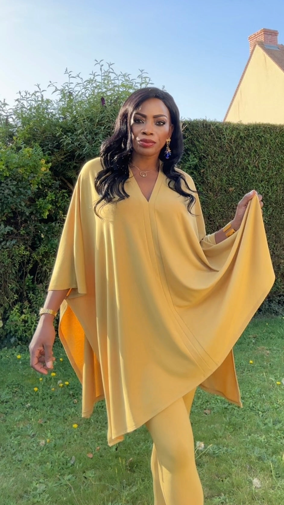 Oversized V-Neck Poncho