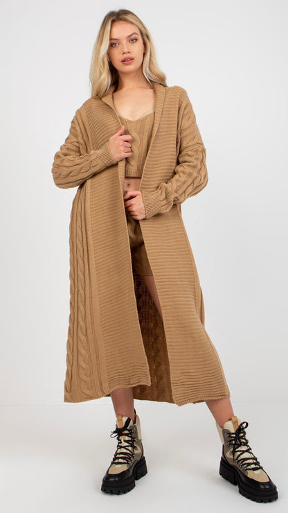 Mid-length flared cardigan