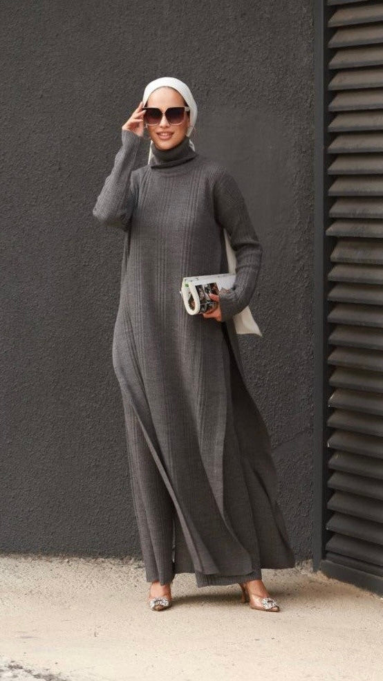 Ensemble robe en tricot à col roulé