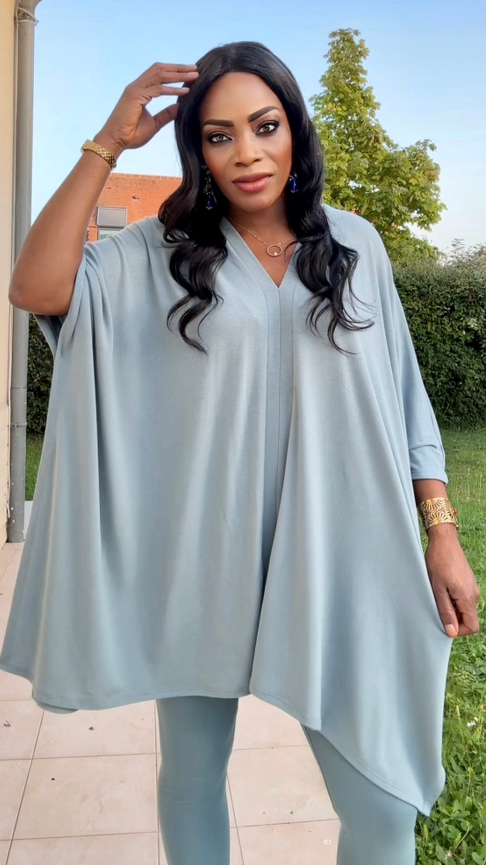 Mix&match V-neck poncho