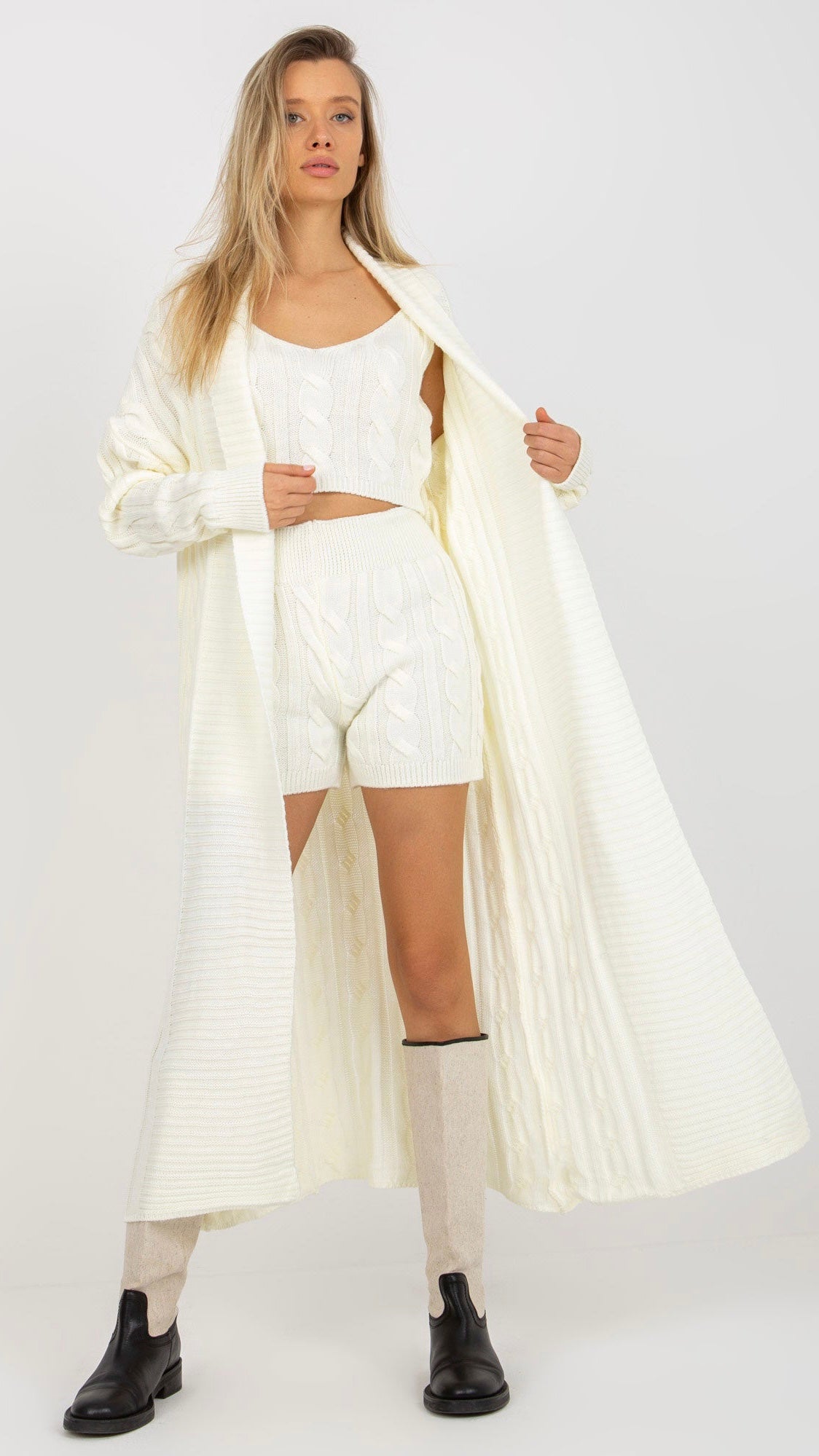 Mid-length flared cardigan