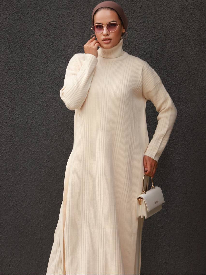 Ensemble robe en tricot à col roulé