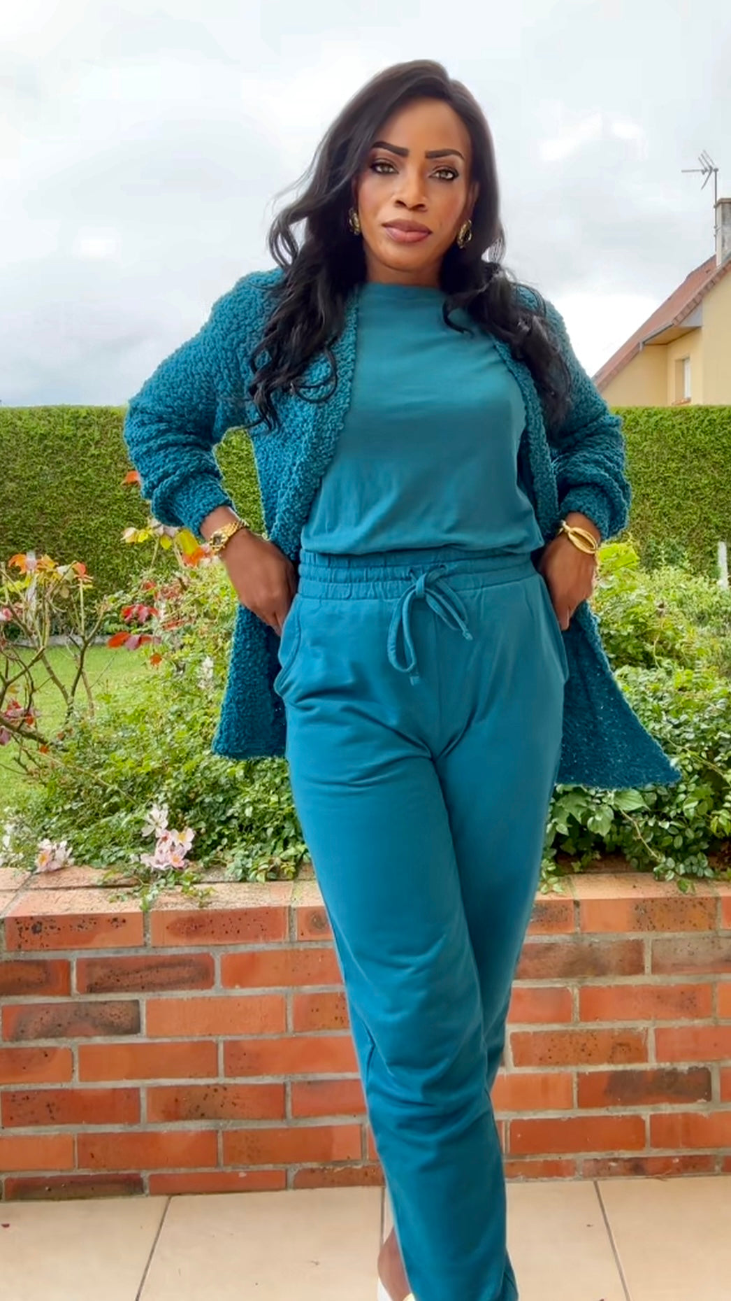 Ensemble Cardigan, t-shirt et jogging avec poches